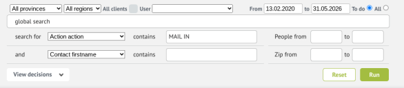Recherche simplifiée en Actions List